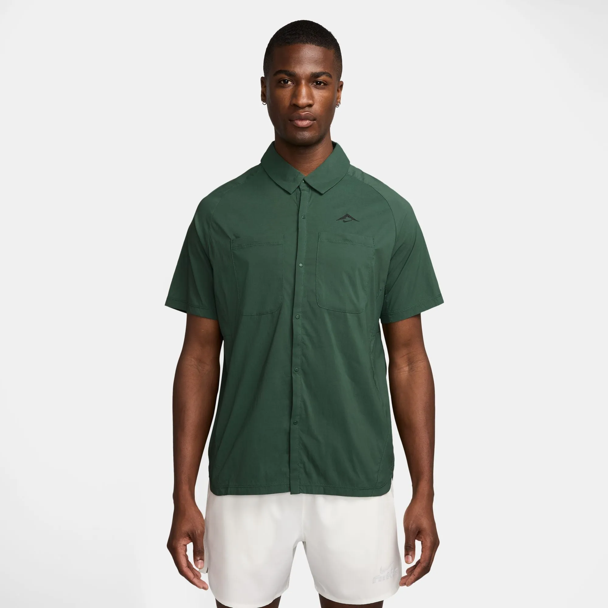 Men's Trail  Dri-FIT UV Running Button-Up Shirt (323 - Fir/Fir/Black) Heart Soul