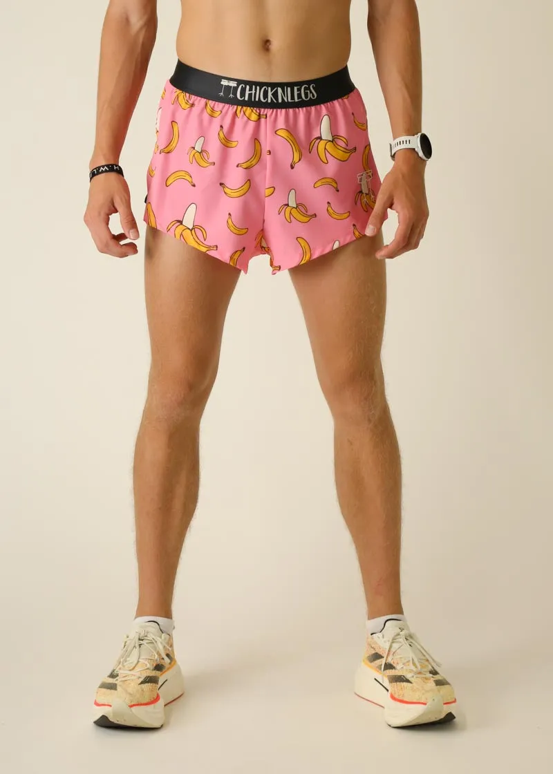 Men's Pink Bananas 2" Split Shorts Printed design Urban Fashion