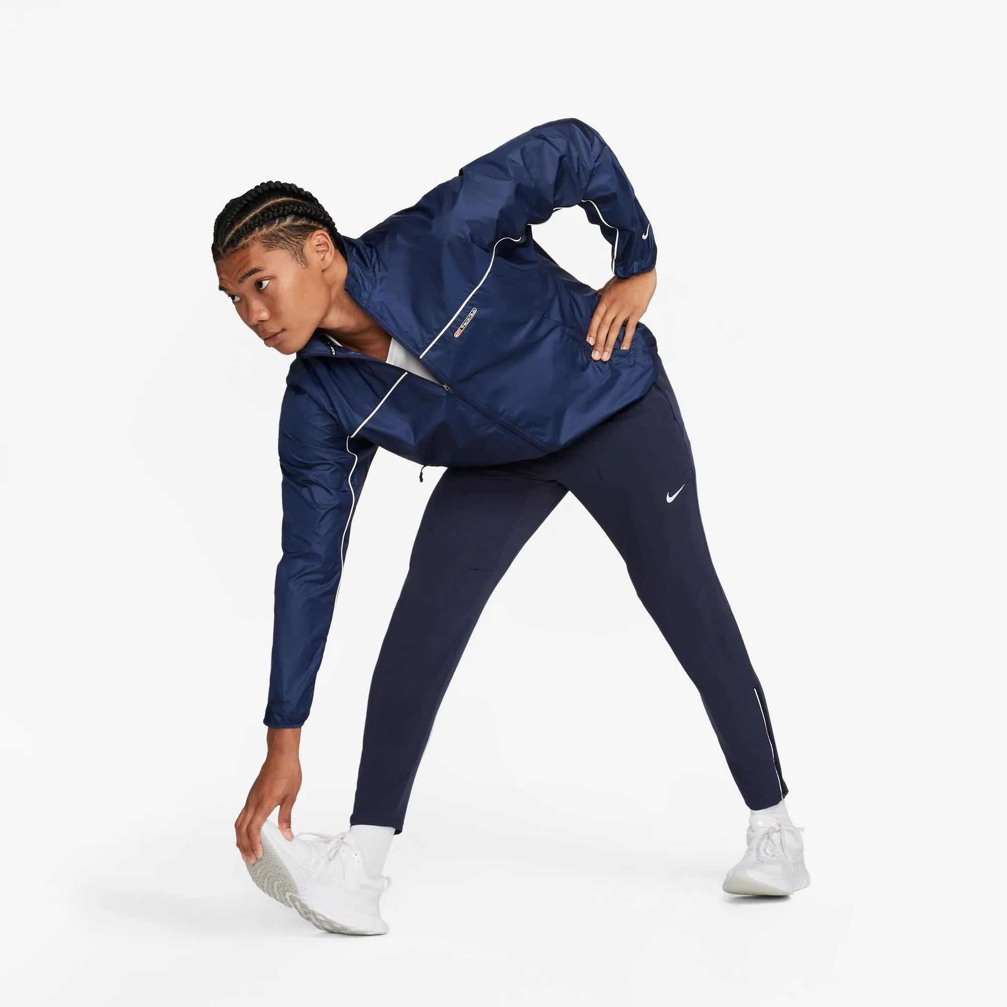 Red Nike Men's Storm-FIT Track Club Jacket Midnight Navy / Summit White