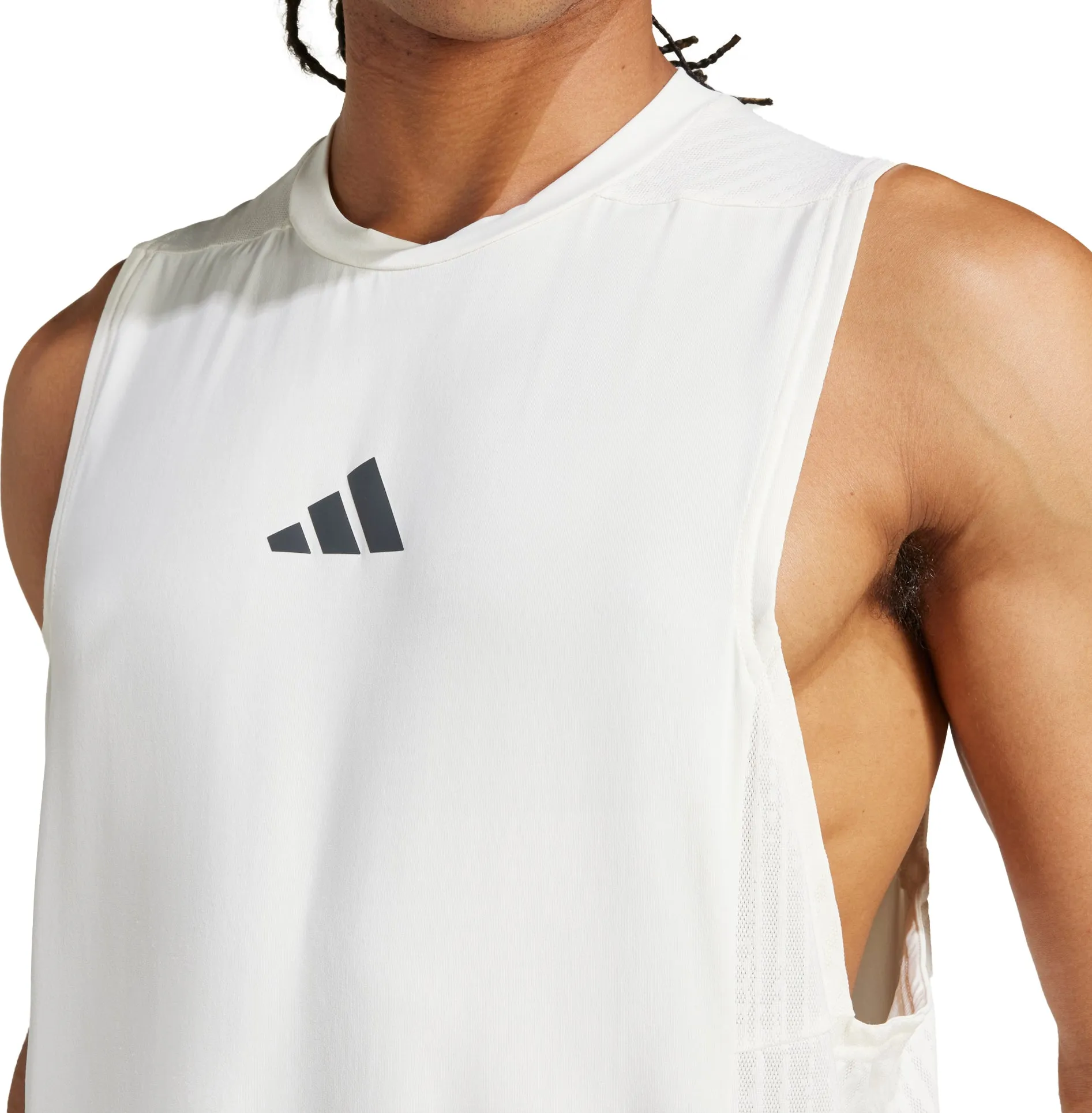 adidas Designed For Training Intensity Mens Training Vest - White multi crewed