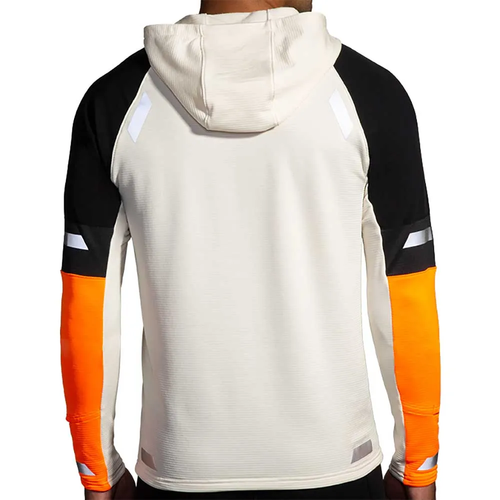 Men's Run Visible Notch Thermal Hoodie 2.0 - Ecru/Fluoro Flash/Black All-Weather Comfort