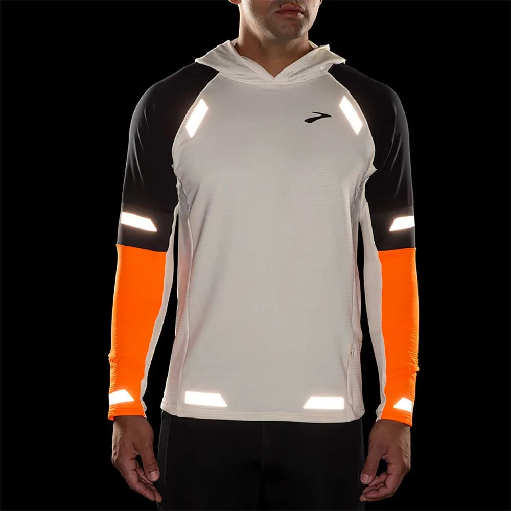 Men's Run Visible Notch Thermal Hoodie 2.0 - Ecru/Fluoro Flash/Black Cozy Style