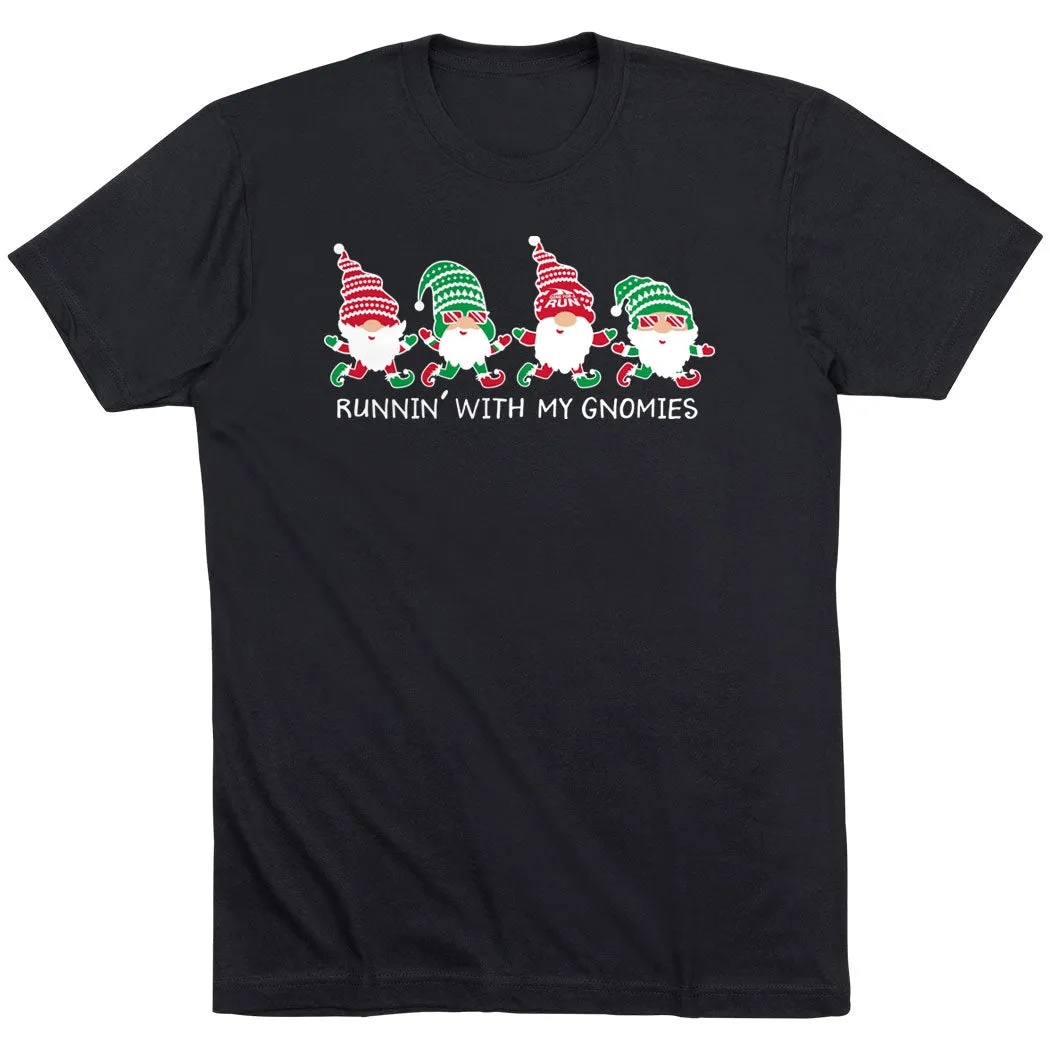 All-Season Wear Running Short Sleeve T-Shirt - Runnin' With My Gnomies?? - Christmas