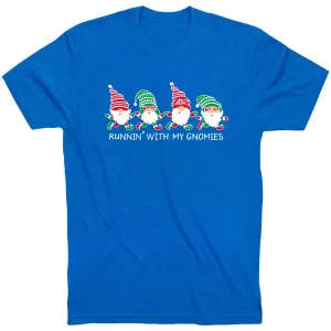 Minimal Look Running Short Sleeve T-Shirt - Runnin' With My Gnomies?? - Christmas