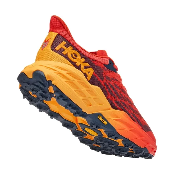 hiking trail shoes lightweight trail sneakers Hoka Men's Speedgoat 5 (Fiesta/Radiant Yellow)
