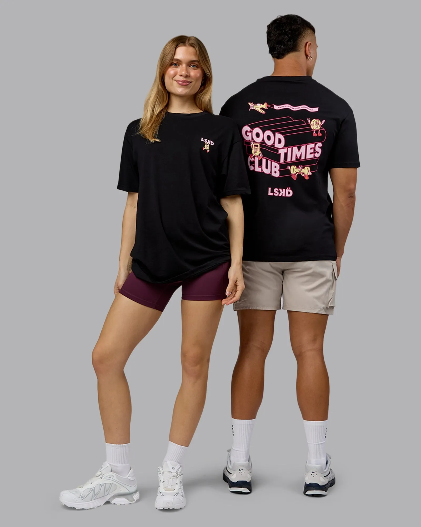 Stylish and Relaxed Perspective FLXCotton Oversized Tee - Black-Soft Pink