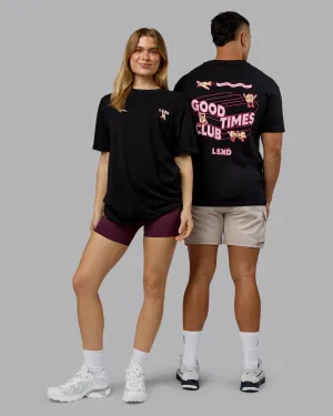 Perspective FLXCotton Oversized Tee - Black-Soft Pink Casual Flex brandable