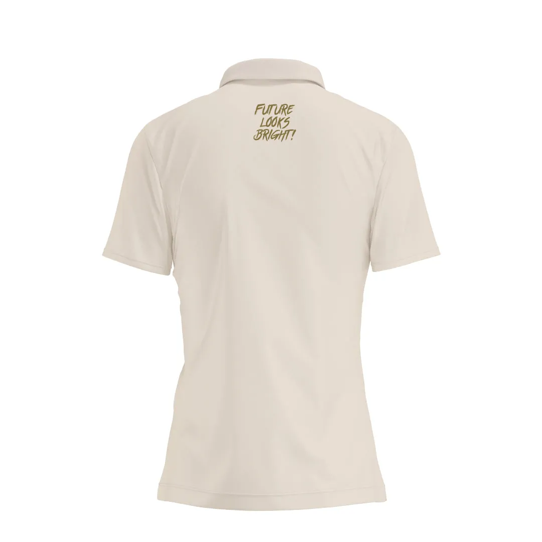 Weekend Comfort Style Women's Lion Shield Coconut Cream Performance Short Sleeve Polo
