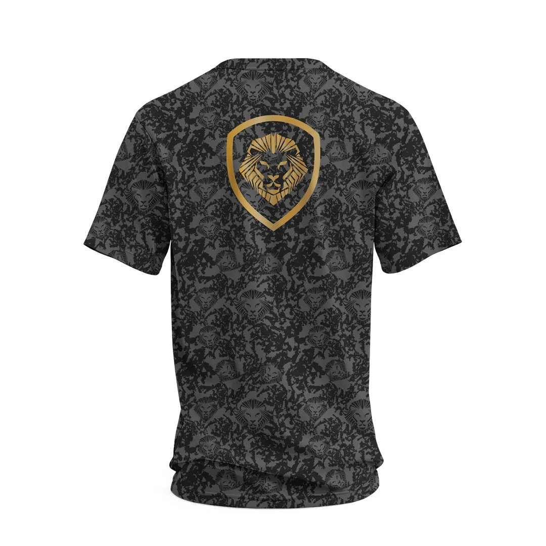 Lion Shield Charcoal Grey Performance Short Sleeve T-Shirt Active Design
