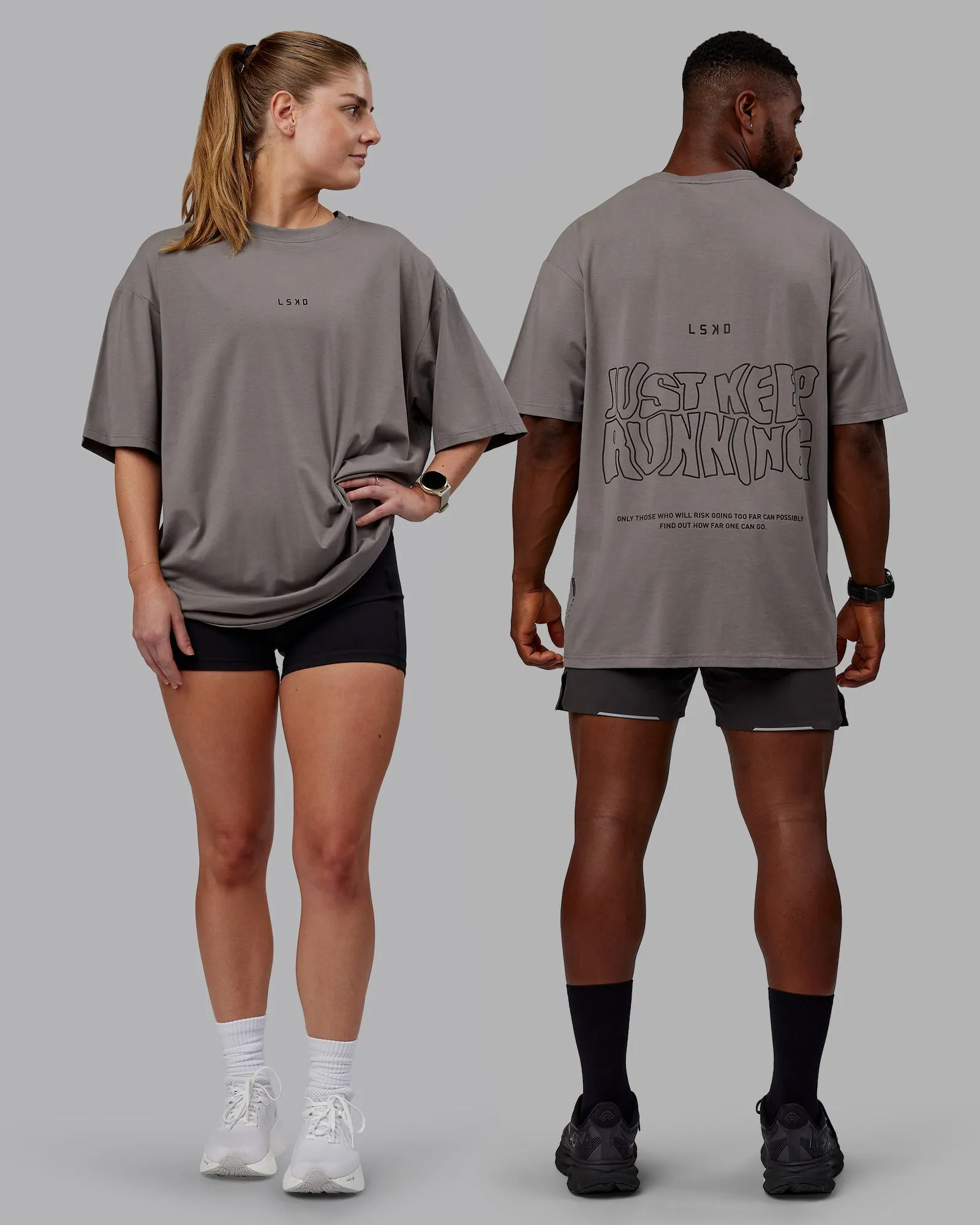 Unisex Leg It FLXCotton Tee Oversize - Storm Front-Black V neck