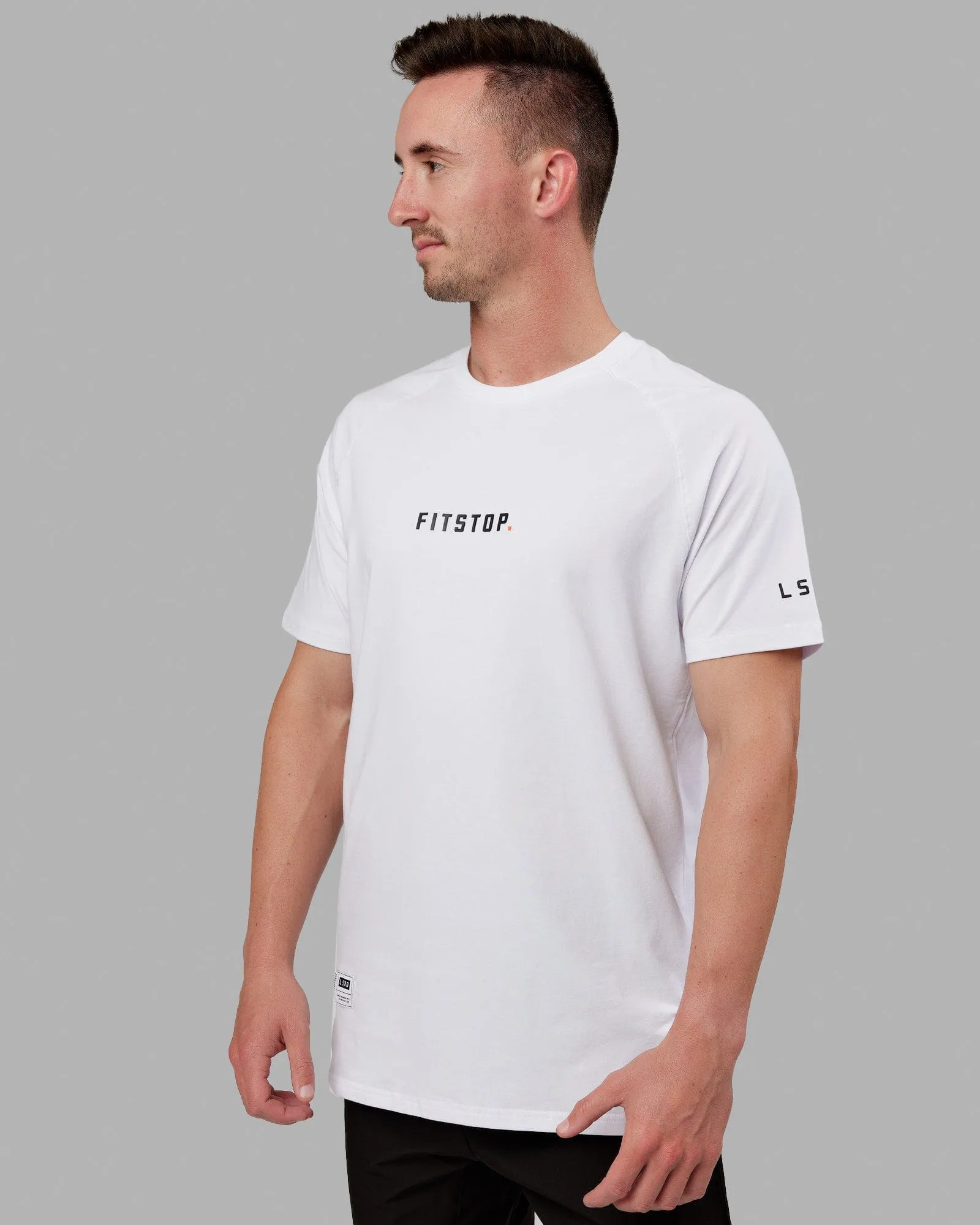 Fitstop Fast FLXCotton Tee - White-Black sequined details