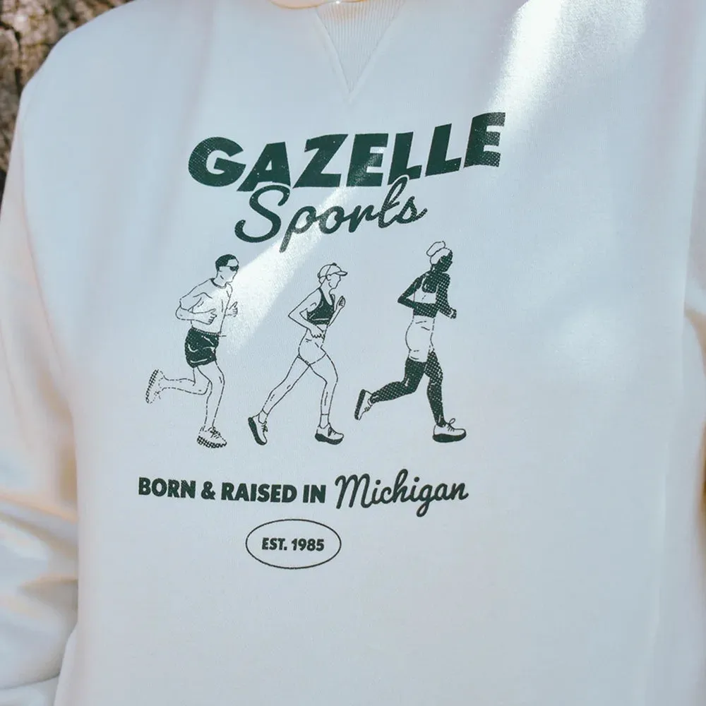 Durable Build Gazelle Sports Retro Runners Poly-Cotton Hoodie - Natural/White Foldover Woven Square Patch w/ Light Gray Gazelle