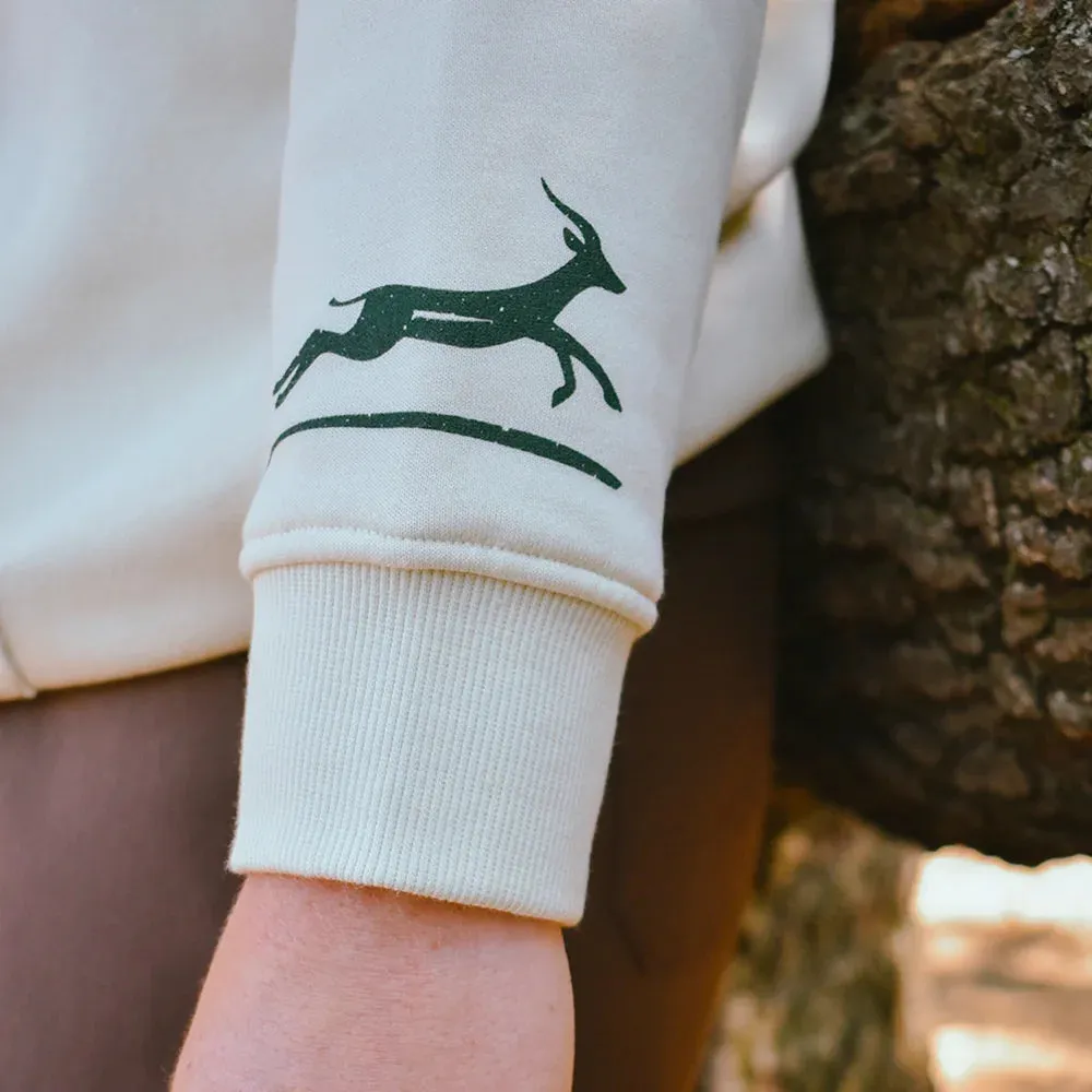 Quality control Gazelle Sports Retro Runners Poly-Cotton Hoodie - Natural/White Foldover Woven Square Patch w/ Light Gray Gazelle