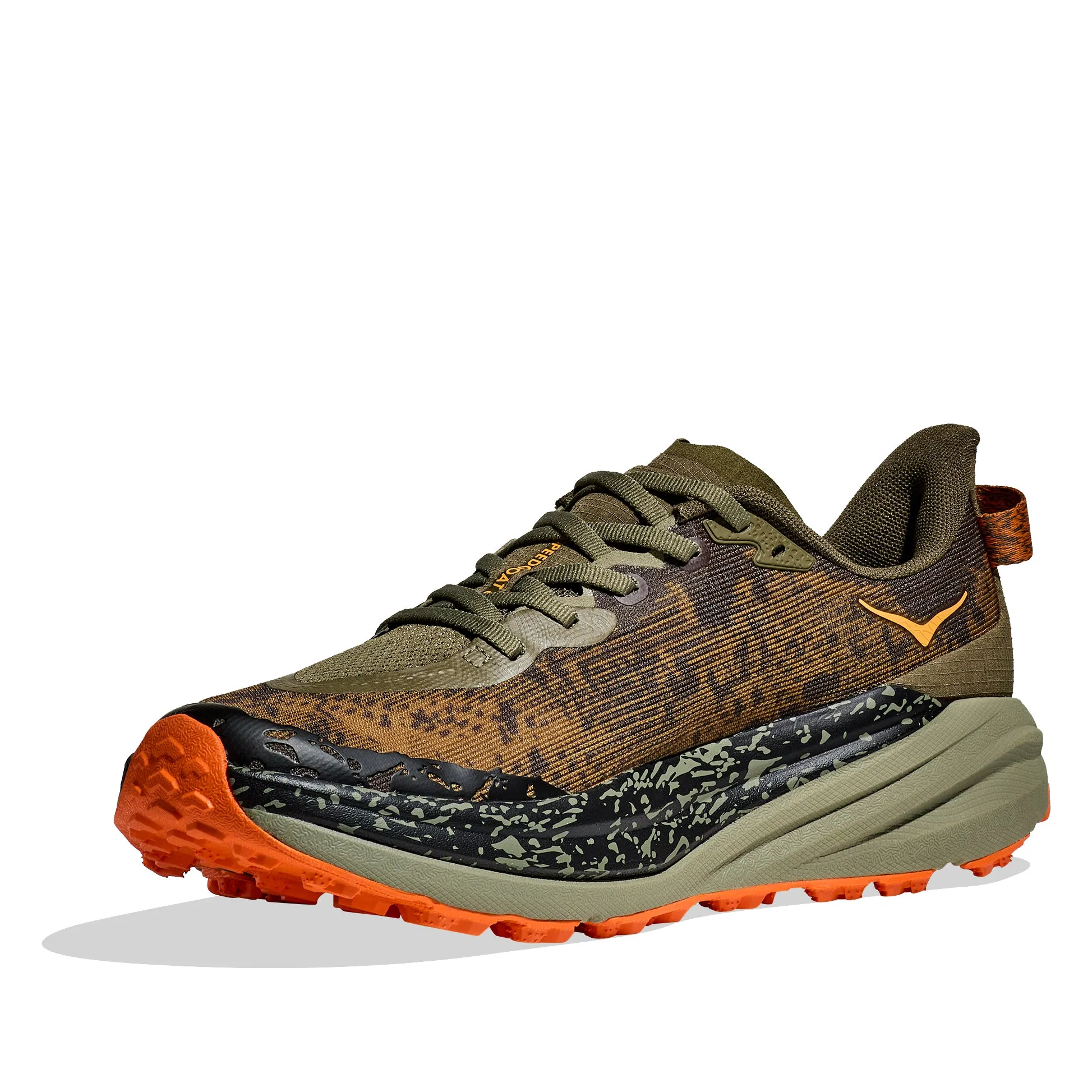 Minimalist Lace Lock Energy Return Midsole Hoka Men's Speedgoat 6 Wide Fit Trail Running Shoes Antique Olive / Squash