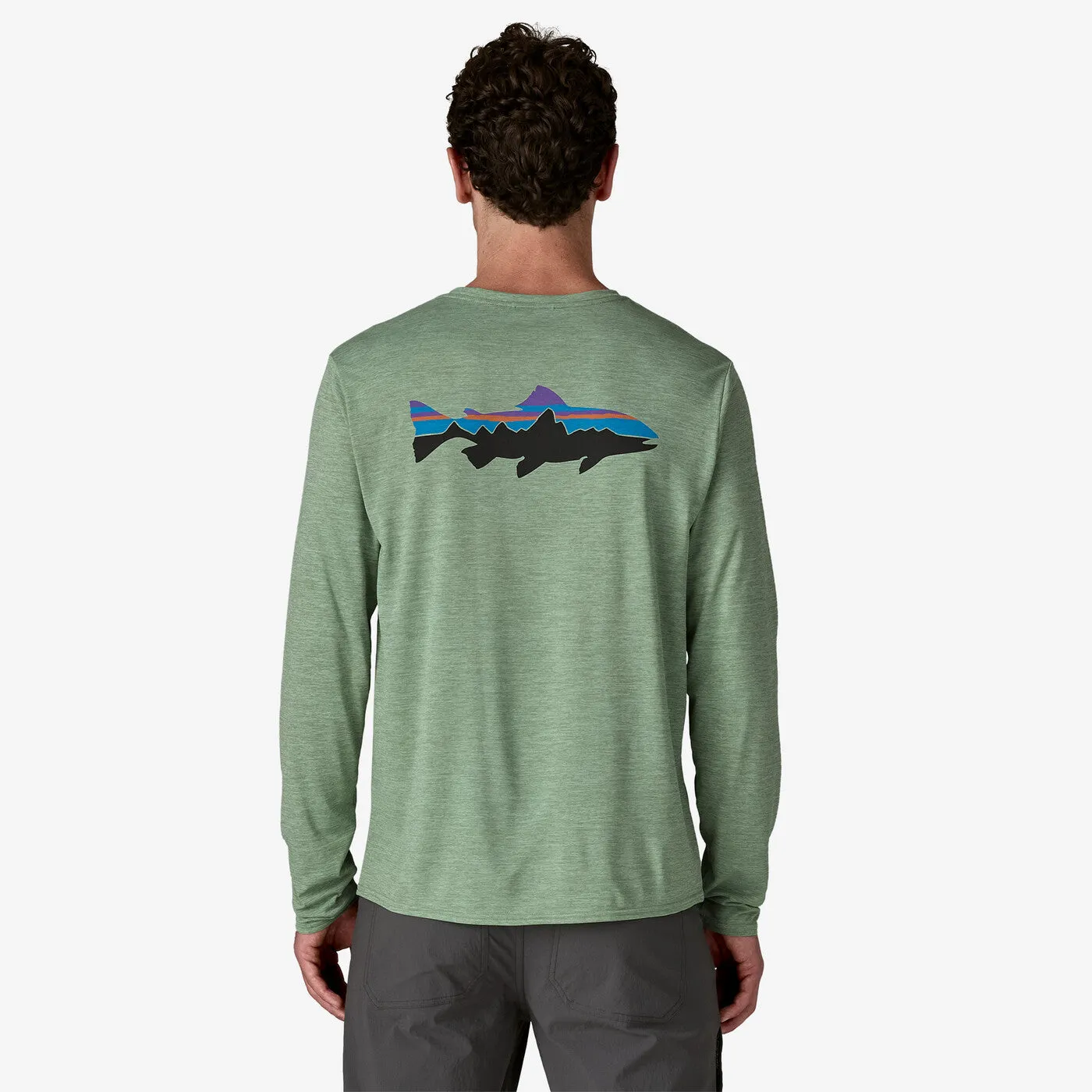 Men's Long-Sleeved Capilene? Cool Daily Graphic Shirt - Waters High End Lightweight Construction