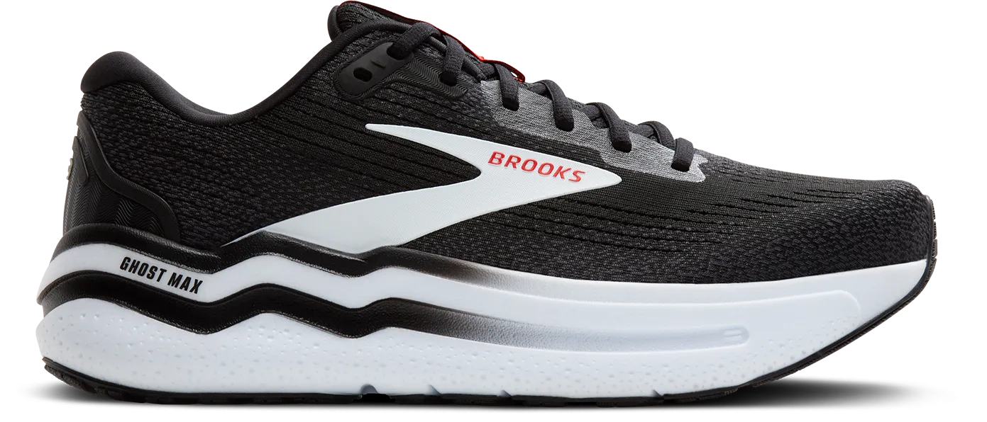 logo - laced shoes buckle - fastener running gear Men's Ghost Max 2 (027 - Black/White/Fiery Red)