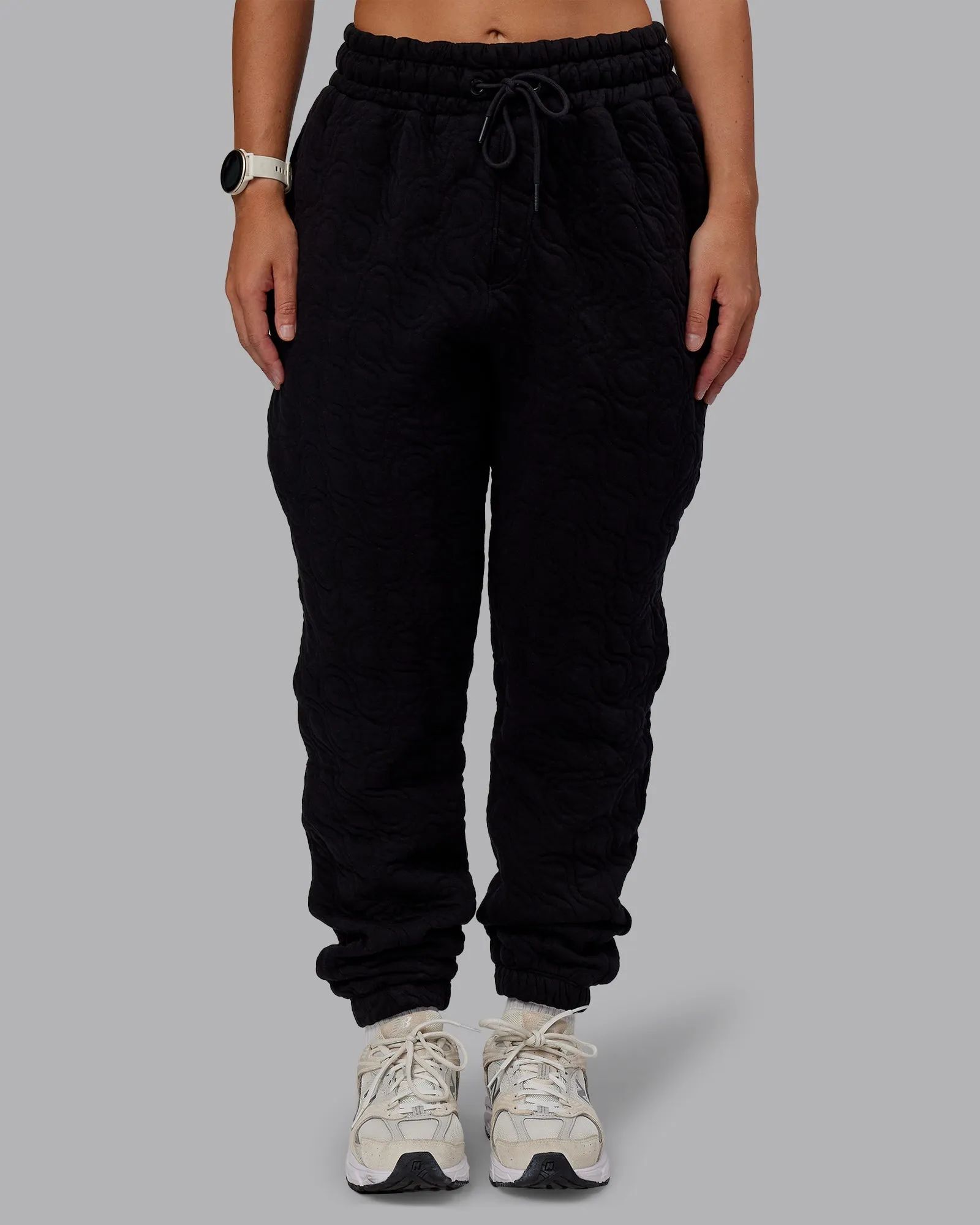 Breathable and Supportive Quick Fit MVP Quilted Track Pant - Black-Geometric