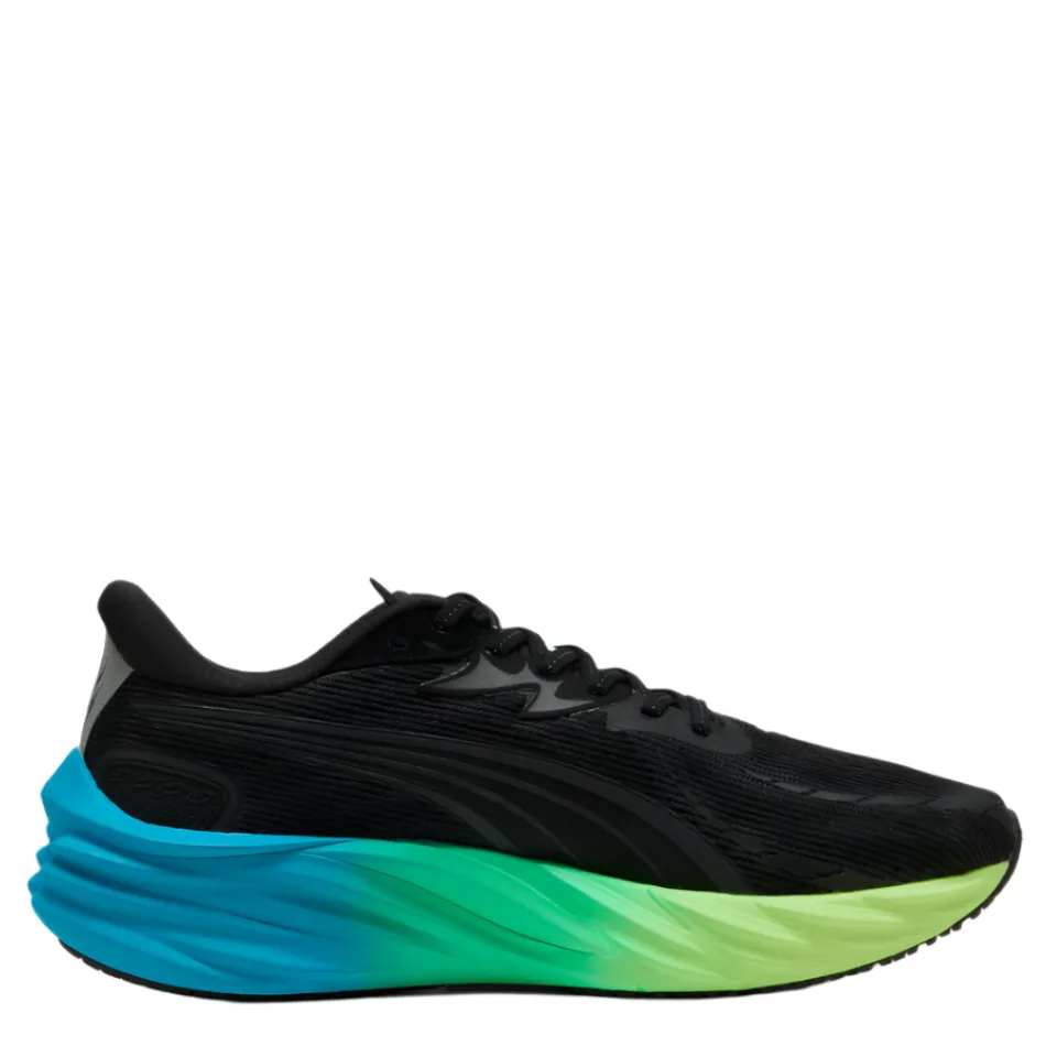 PUMA Men's Velocity NITRO 4 Running Shoes in PUMA Black/Speed Blue AW25 running in a fen area shoes Flexible Upper Material