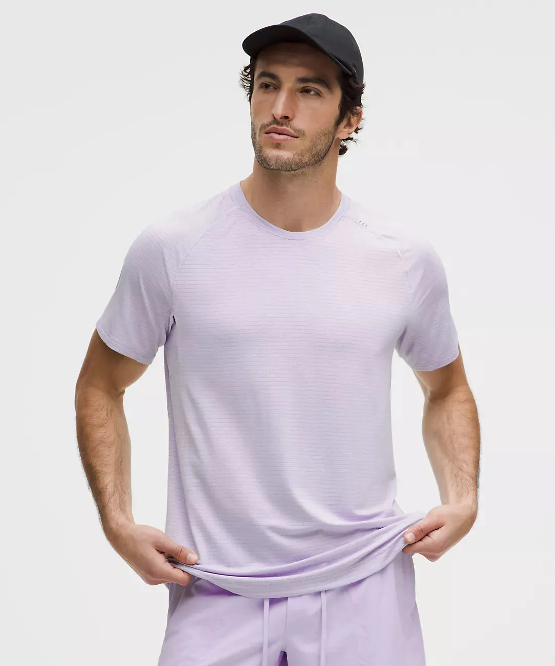 Men's License to Train Short-Sleeve Shirt (Heathered Lavender Frost) AllSeasonWear Ergonomic Pattern