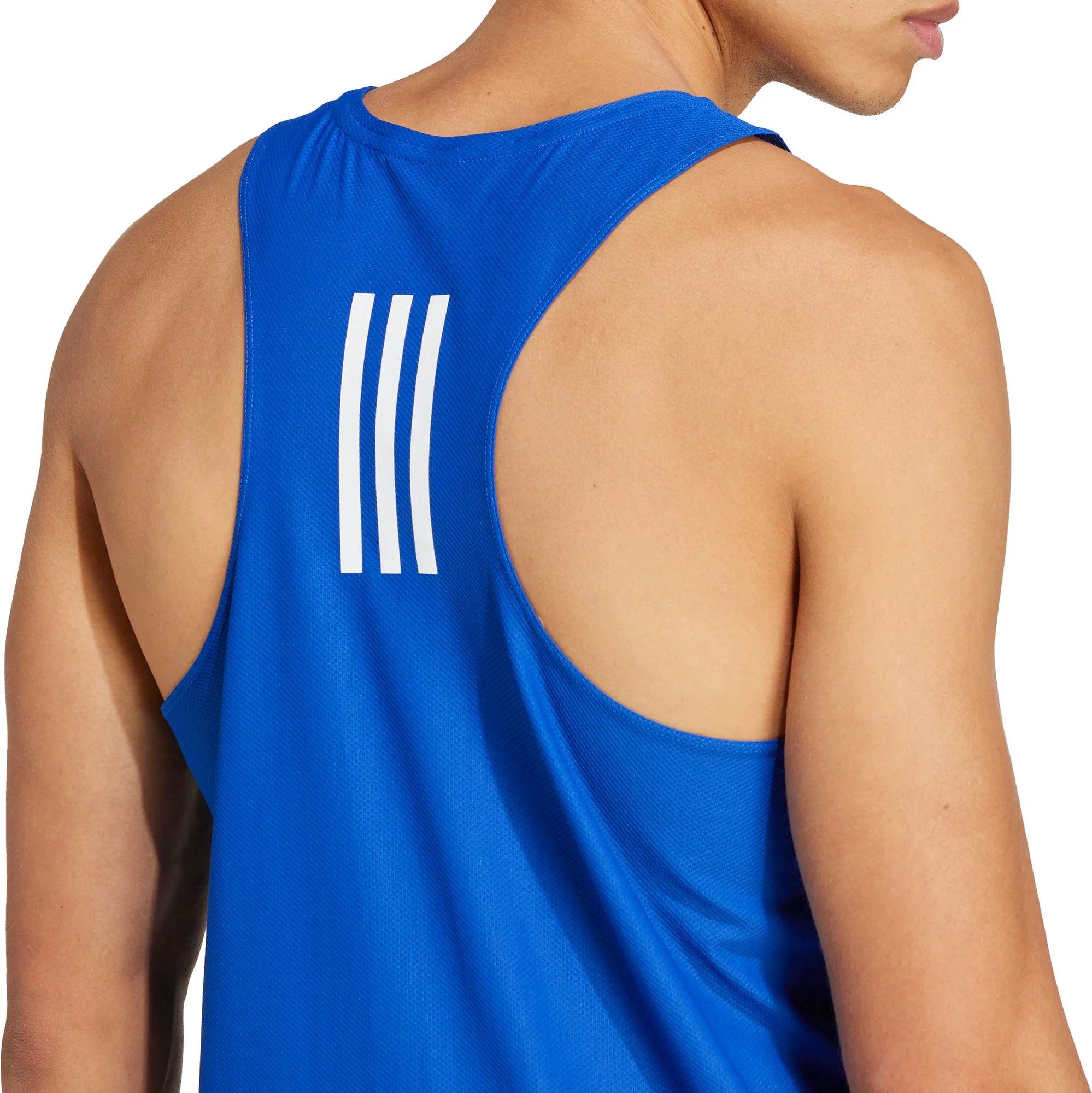 Athletic Cut Non Chafing Design adidas Own The Run Mens Running Vest - Blue