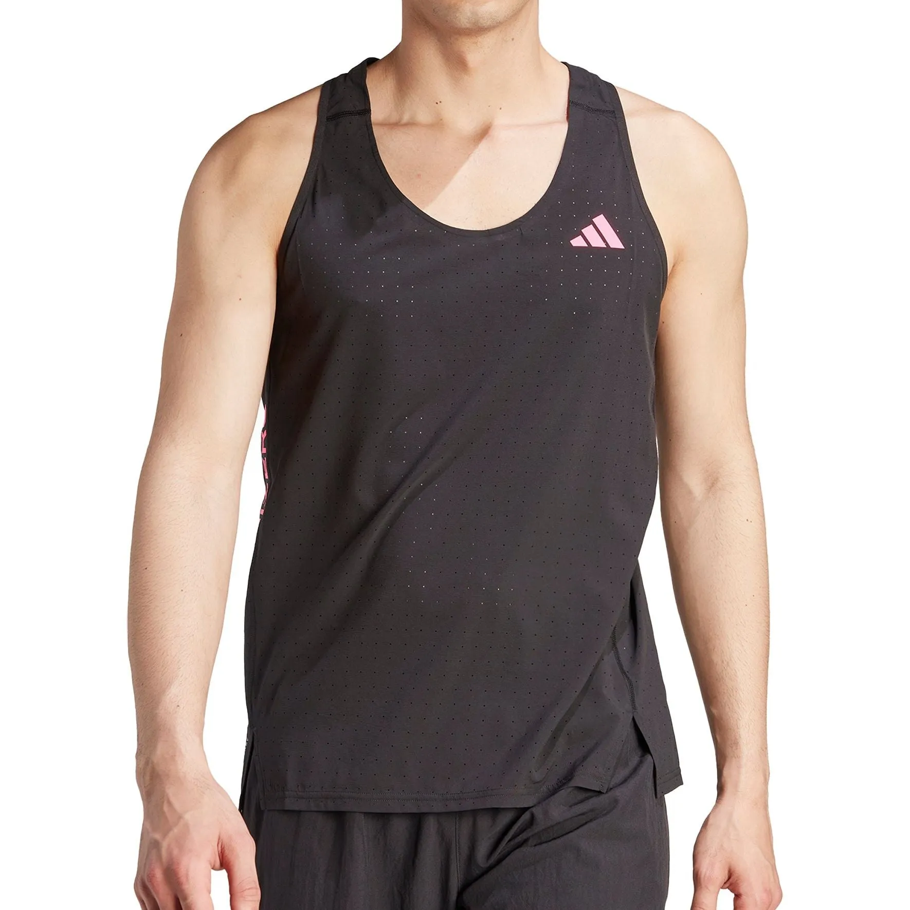 vibration - resistant Fast - Moving adidas Adizero Mens Running Vest - Black