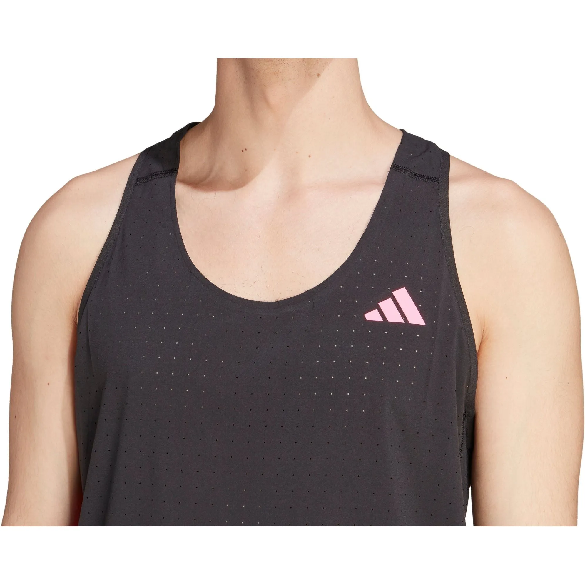 adidas Adizero Mens Running Vest - Black Chafe Resistant Fabric windproof lining