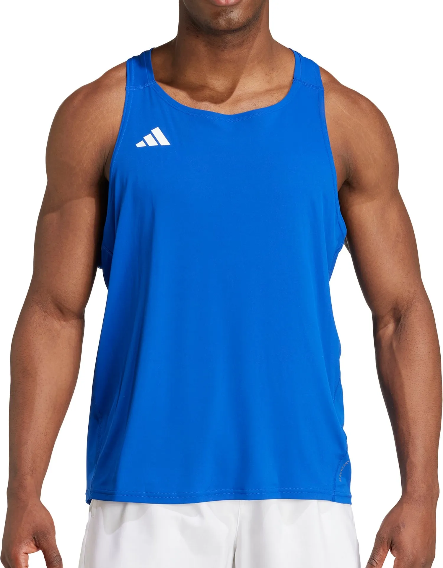 Anti Pill Technology Minimalist Styling adidas Adizero Essentials Mens Running Vest - Blue