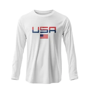 Team America Retro White Valuetainment Long Sleeve Shirt Non Restrictive Cut Urban Casual