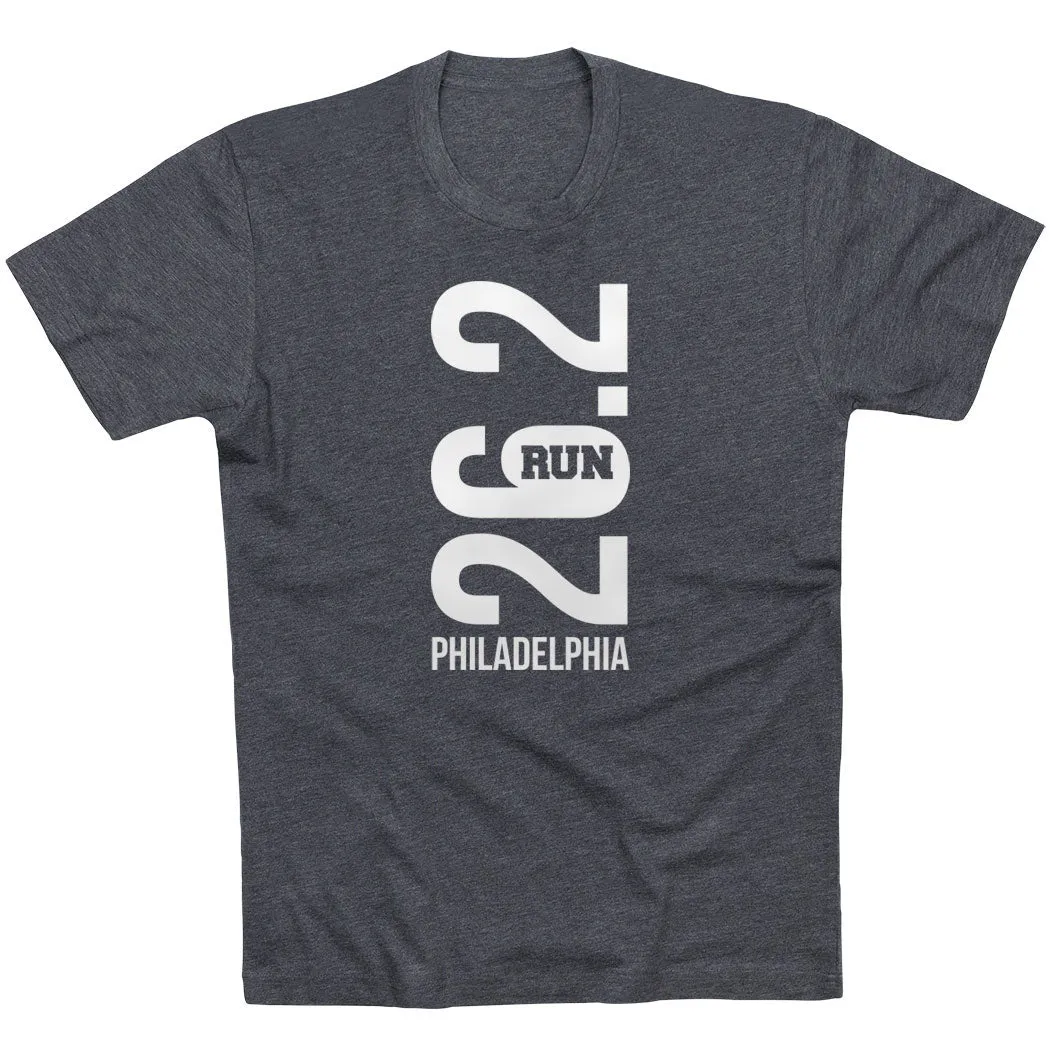 Casual Performance Fit Street Comfort Running Short Sleeve T-Shirt - Philadelphia 26.2 Vertical