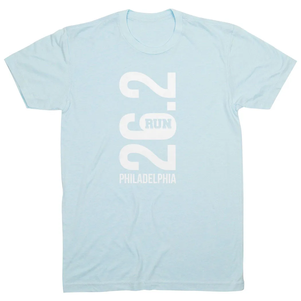 Non Restrictive Silhouette Running Short Sleeve T-Shirt - Philadelphia 26.2 Vertical