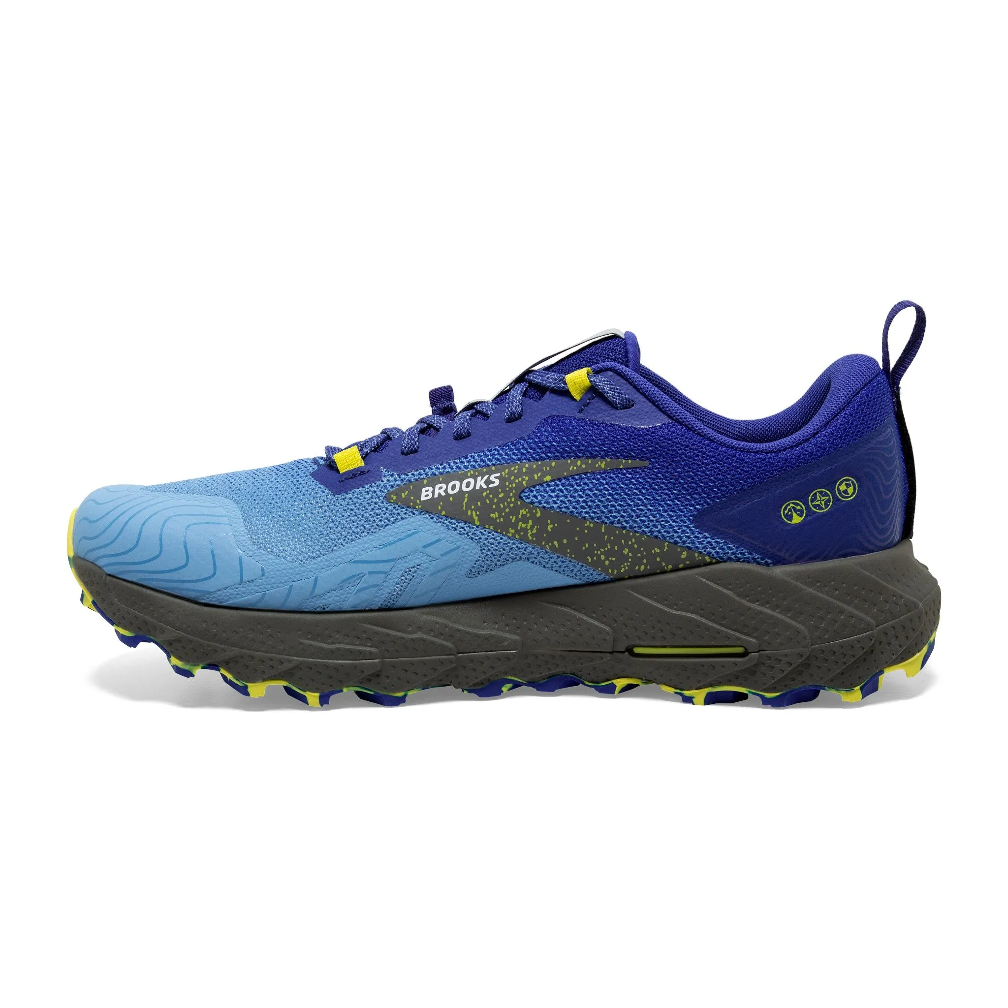 Balanced Cushioning Compression Molded Foam Brooks Men's Cascadia 17 Trail Running Shoes Blue / Surf the Web / Sulphur