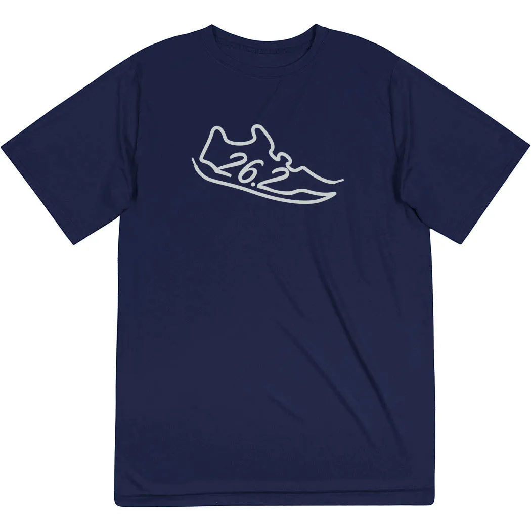 Men's Running Short Sleeve Performance Tee - 26.2 Run Shoe Multi Directional Stretch Recycled Polyester Blend