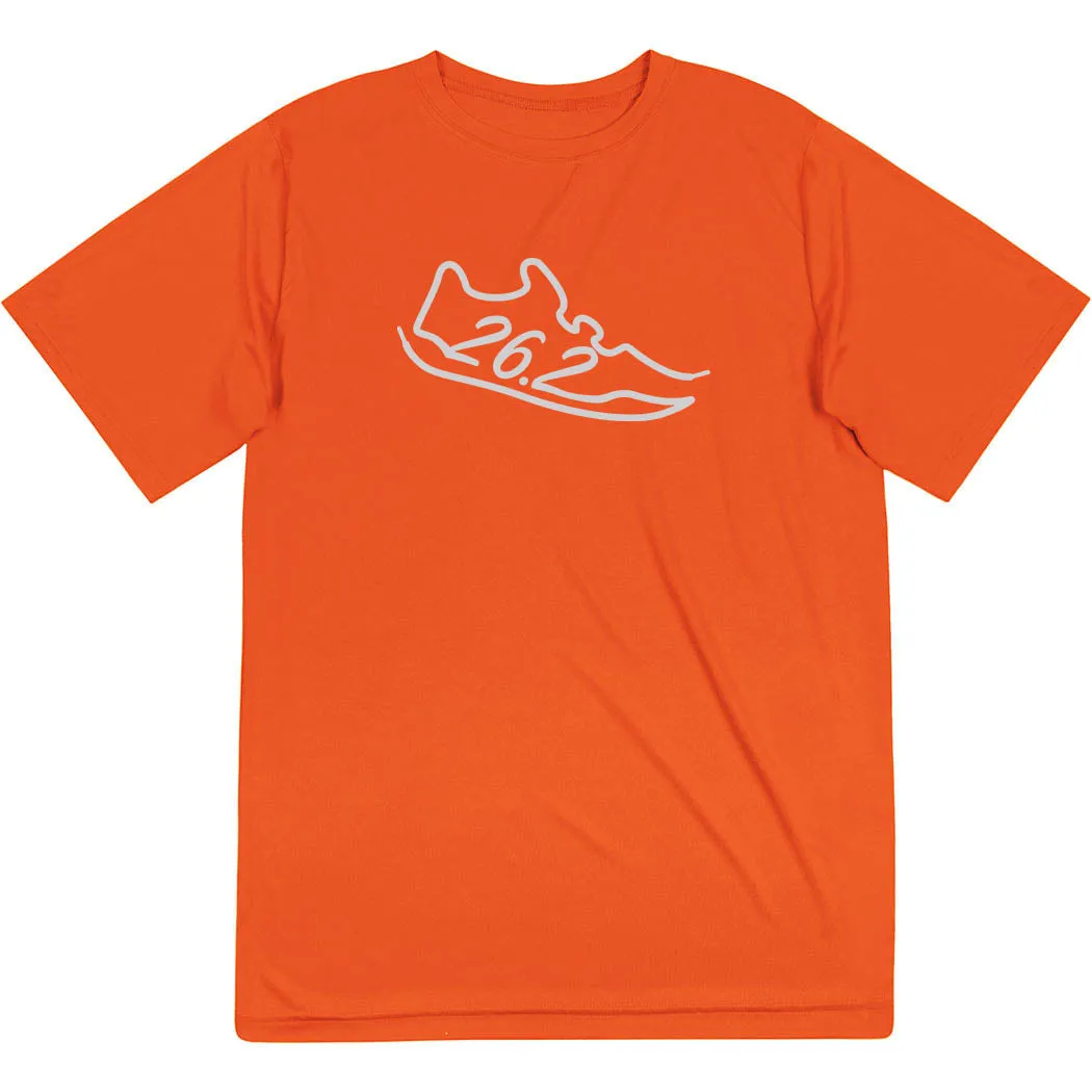 Men's Running Short Sleeve Performance Tee - 26.2 Run Shoe Natural Fiber Blend Stylish Day Wear