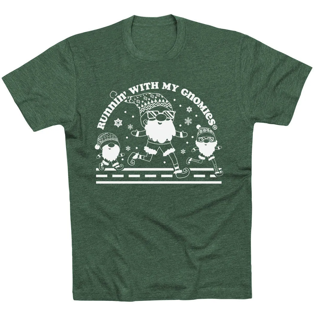 Running Short Sleeve T-Shirt - Runnin' With My Gnomies?? - Christmas 2023 teenagers'