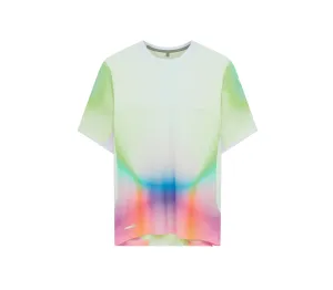 Men's Hot Weather T | Green/Summer Rainbow Wide Neck Opening Urban Trend Look