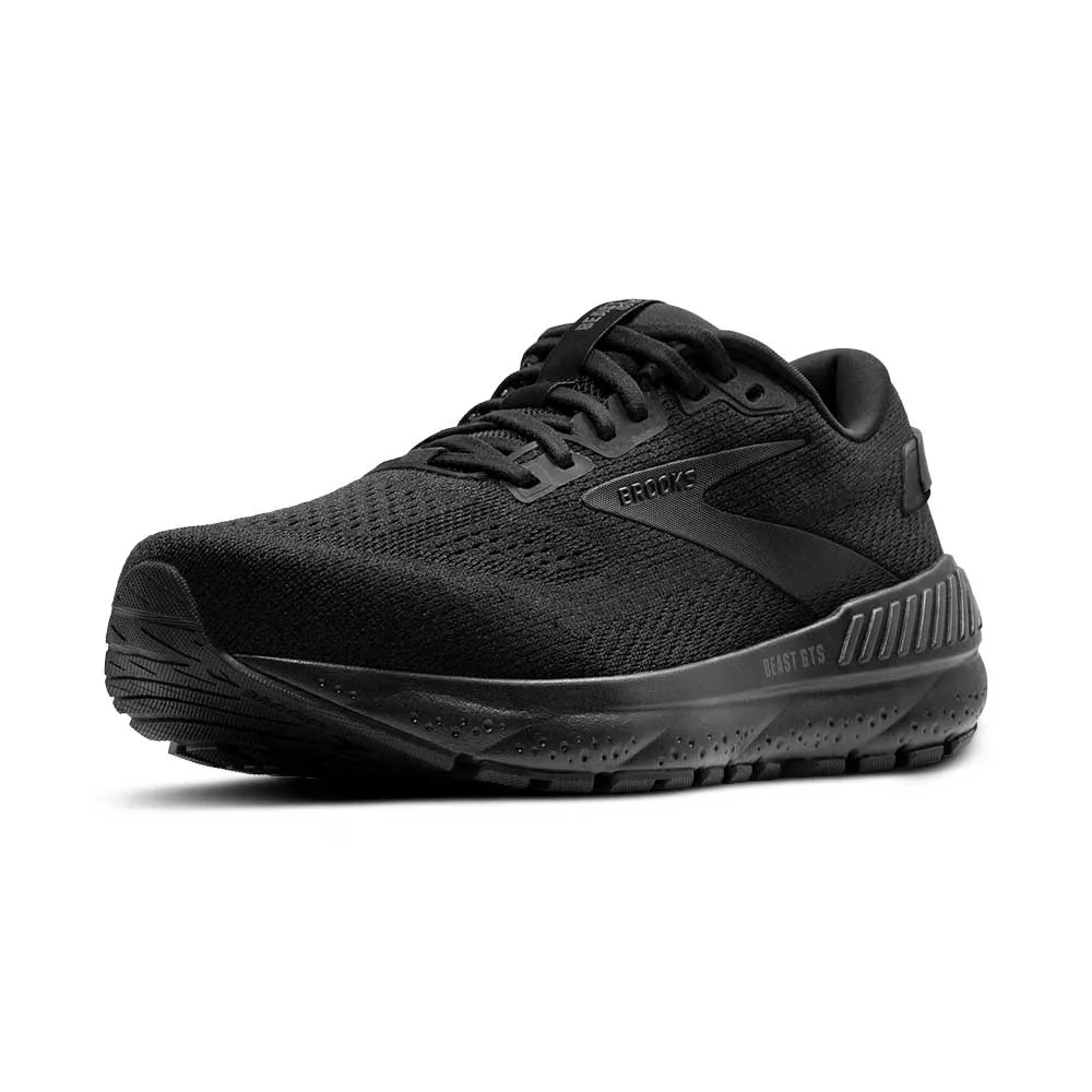 Balanced Stability heel - cup Men's Beast GTS 24 Running Shoe - Black/Black/Ebony - Regular (D)