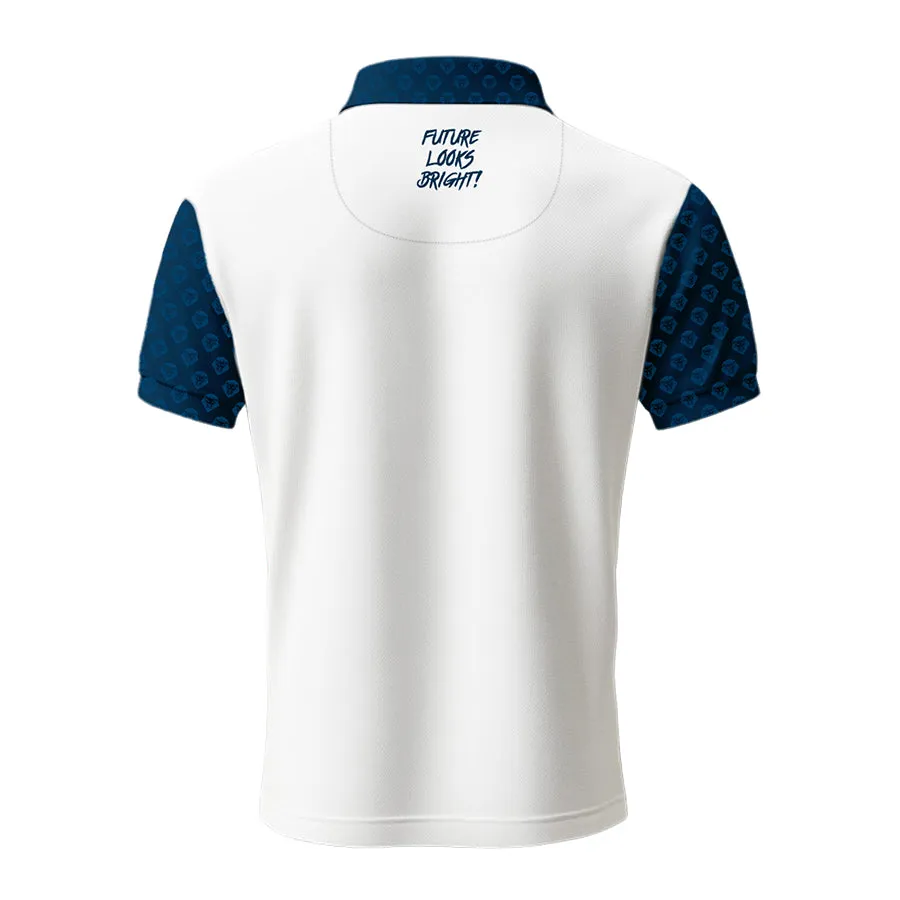 Lion Shield White & Blue Cut & Sewn Short Sleeve Polo (Classic Fit) Active Comfort Style Light and Breathable