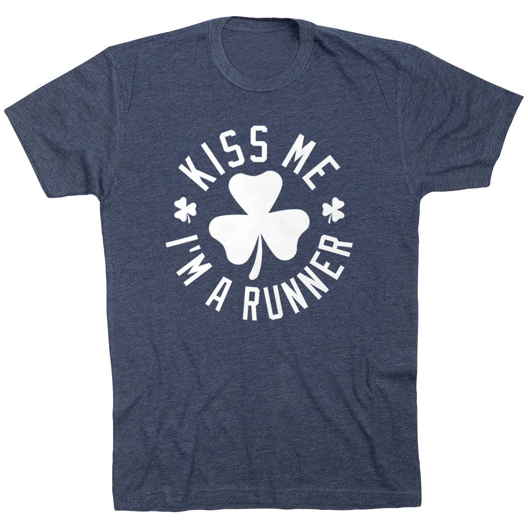 Running Short Sleeve T-Shirt - Kiss Me I am a Runner Shamrock Picnic