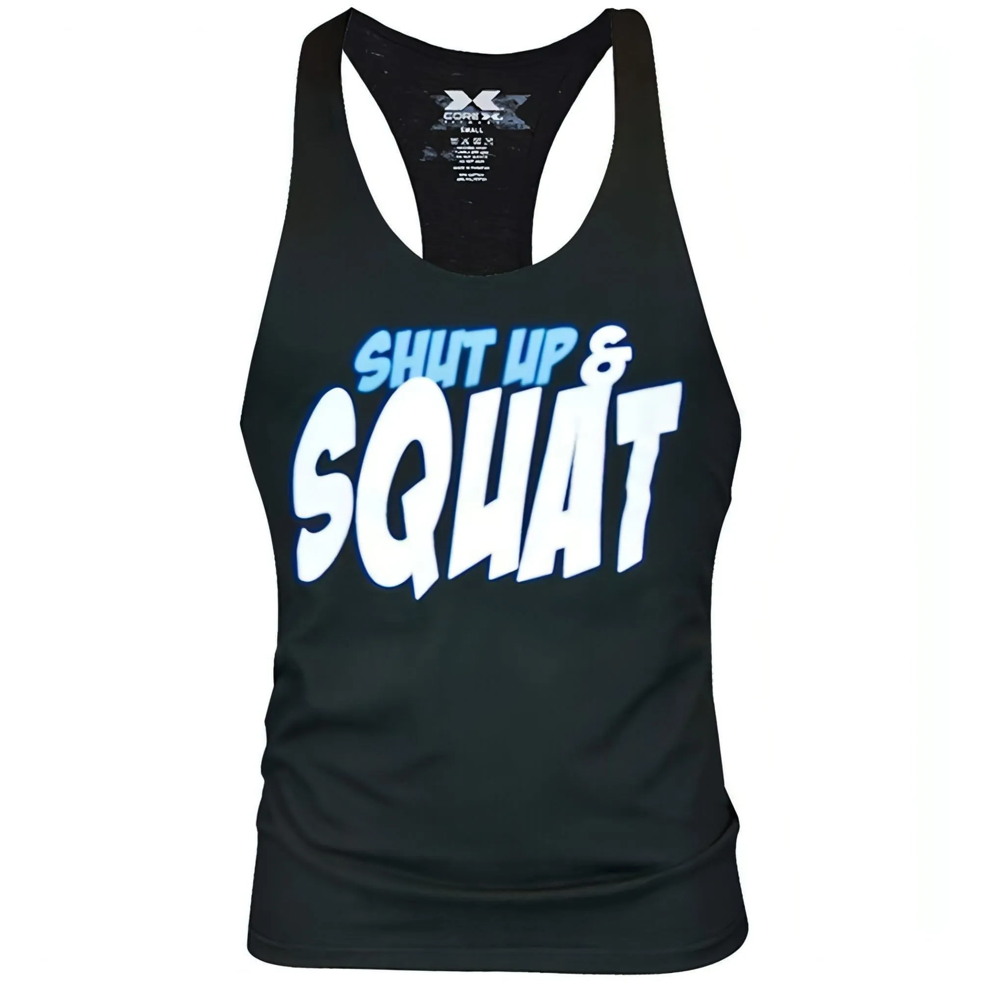 short term lease CoreX Fitness Shut Up And Squat Stringer Mens Training Vest - Black