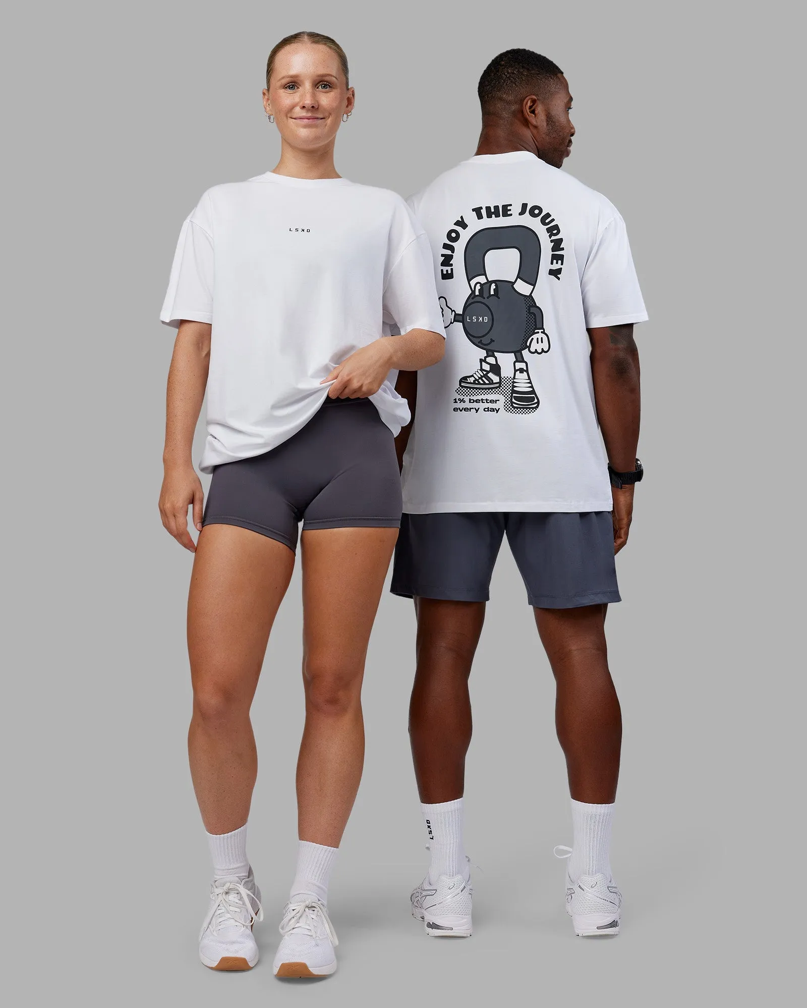 Kettlebell FLXCotton Oversized Tee - White-Black All Purpose Wear hiking clothes