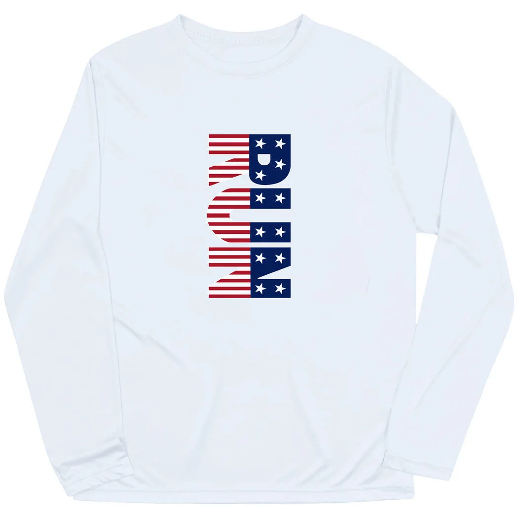 Sleek Fit Wear Men's Running Long Sleeve Tech Tee - Patriotic Run
