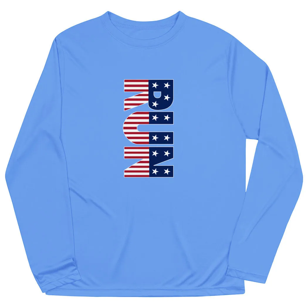 Colorfast Dye Men's Running Long Sleeve Tech Tee - Patriotic Run