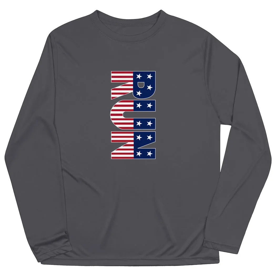Everyday Layering Airflow Ventilation Design Men's Running Long Sleeve Tech Tee - Patriotic Run