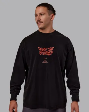 Chrome Washed Heavyweight Oversized Long Sleeve Tee - Black-Ultra Orange Fit Flex Versatile Style