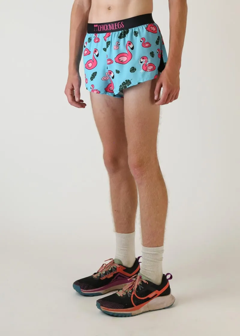 Men's Blue Flamingo 2" Split Shorts MoistureWickingLining