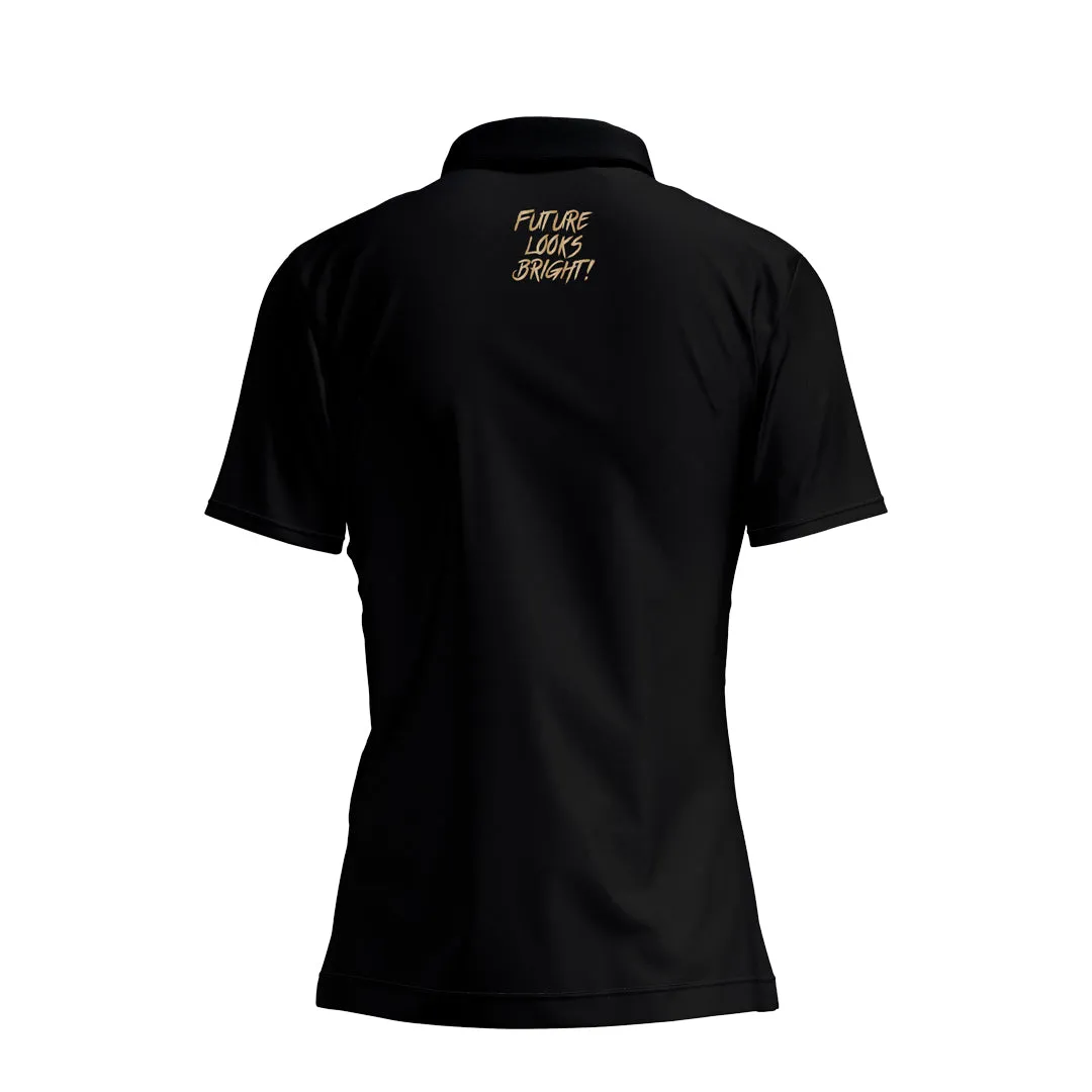 Urban Fashion Look Women's Lion Shield Black and Gold Performance Short Sleeve Polo