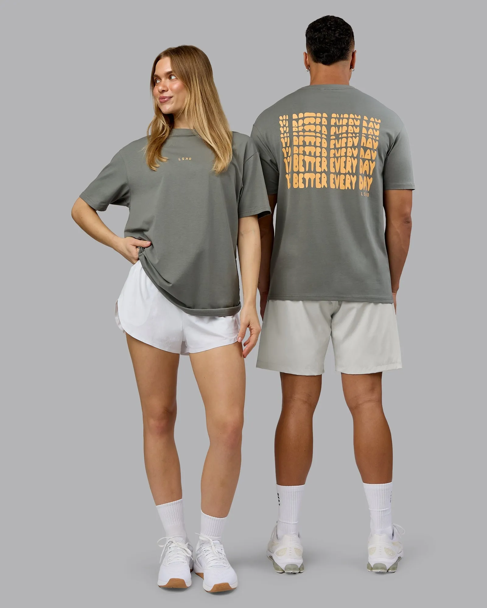 Office Attire On Repeat FLXCotton Oversized Tee - Graphite-Warm Apricot