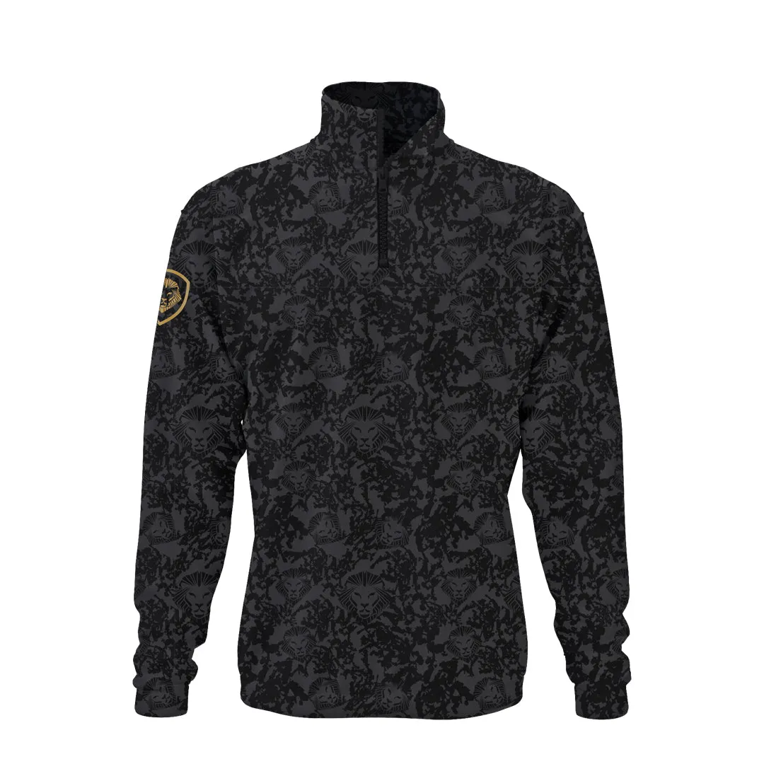 Lion Shield Charcoal Grey Performance Long Sleeves 1/4 Zip Fresh Outfit