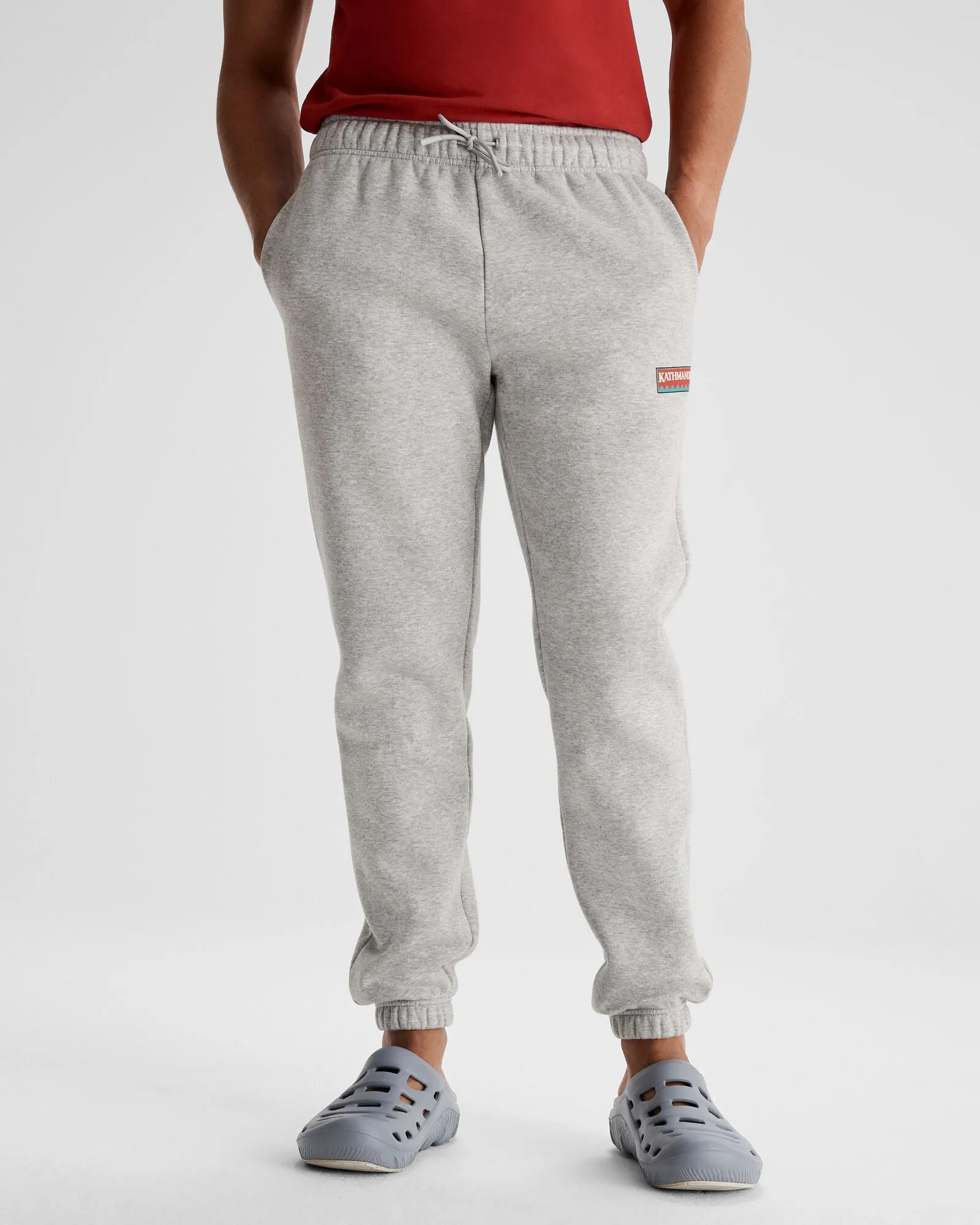 Tear Resistant Fiber Sporty Capris Men's Kathmandu Heritage Logo Slouchy Joggers - Light Grey Marle