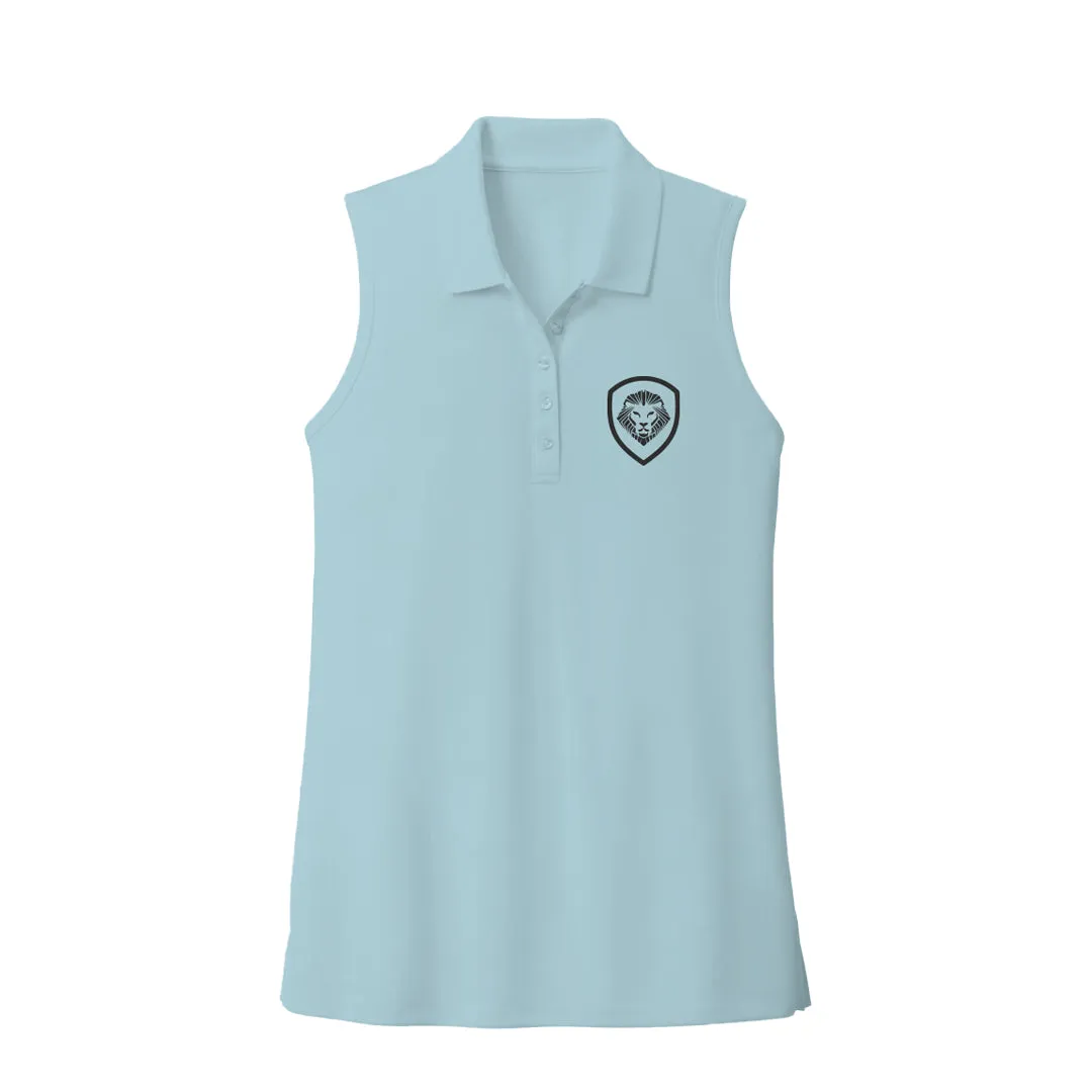 MultiPly Fabric Women's Future Looks Bright Solid Sky Blue Performance Sleeveless Polo